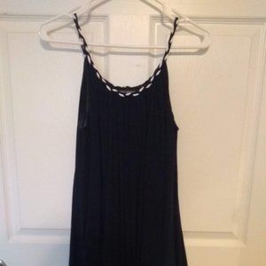 Nina Leonard Medium Navy Blue and White Flowy Dress